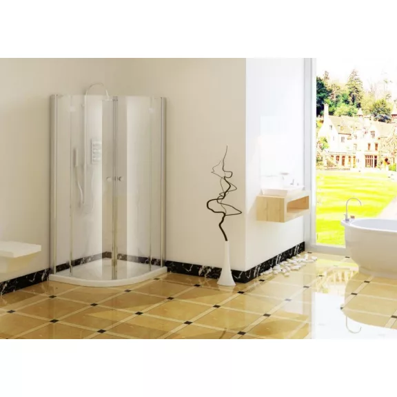 SMARTFLEX íves sarok zuhanykabin két nyílóajtóval – 90 x 90 x 195 cm – Króm