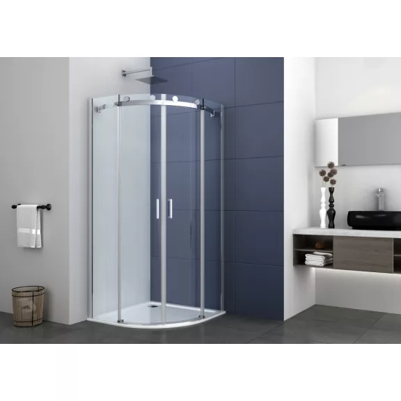 ELEGANCE íves sarok zuhanykabin két tolóajtóval – 80 x 80 x 195 cm – Króm