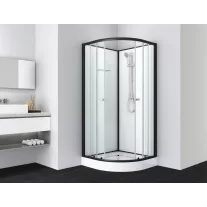 BELA 2 komplett zuhanykabin, fekete – 90 x 90 x 203 cm – Fehér hátfallal