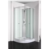 RIO komplett zuhanykabin, íves, ezüst – 90 x 90 x 203 cm – Fehér hátfallal