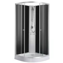 RIO komplett zuhanykabin, fekete – 90 x 90 x 203 cm – Fekete hátfallal