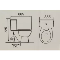 ROMA perem nélküli monoblokkos WC, ülőkével
