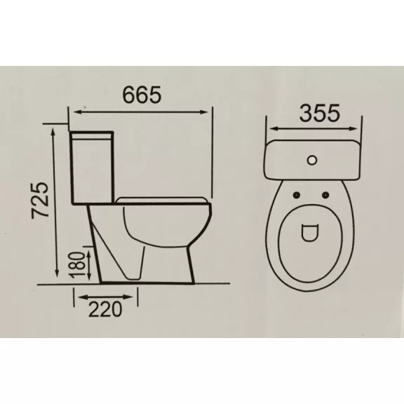 ROMA perem nélküli monoblokkos WC, ülőkével ROMA perem nélküli monoblokkos WC, ülőkével