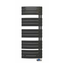 E-PIEVE elektromos fürdőszobai fűtőtest termosztáttal, egyenes, matt fekete, 600 W – 1380 x 550 mm