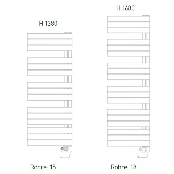 E-PIEVE elektromos fürdőszobai fűtőtest termosztáttal, egyenes, matt fekete, 750 W – 1680 x 550 mm