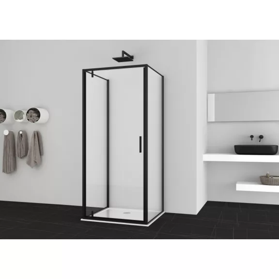 SANOSLIM pivot zuhanyajtó, 100 cm, matt fekete
