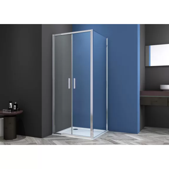 SANOSLIM kétszárnyas lengőajtó, 100 cm, króm