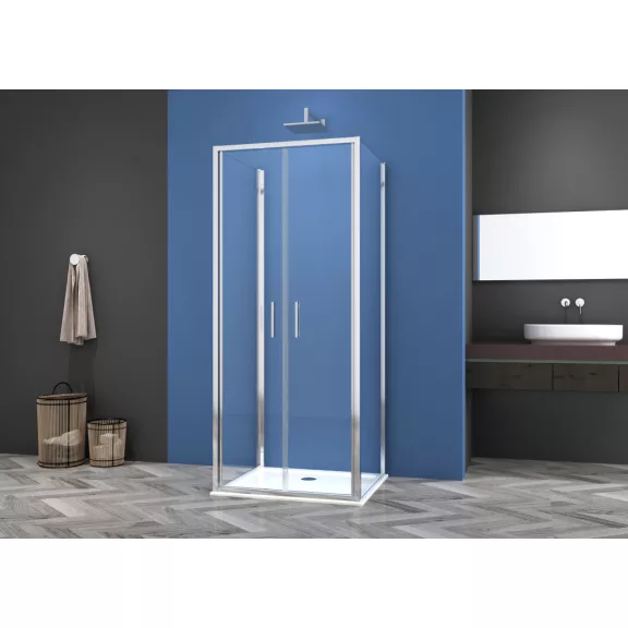 SANOSLIM kétszárnyas lengőajtó, 100 cm, króm