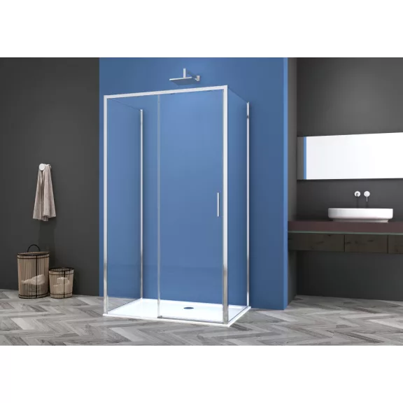 SANOSLIM tolóajtó, 100 cm, króm