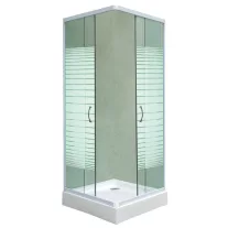 Sarokkabin két tolóajtóval, fehér 90 cm